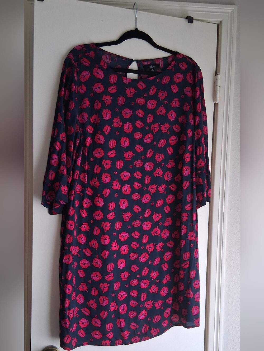 Ellos Deep Navy Dress with Pink Floral Print Shift